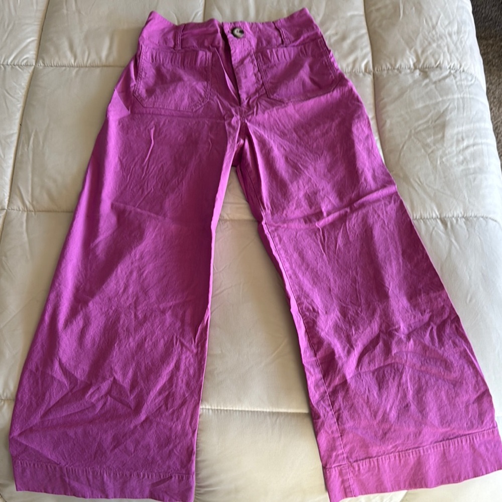 Maeve Pink Wide-Leg Cropped Pants
